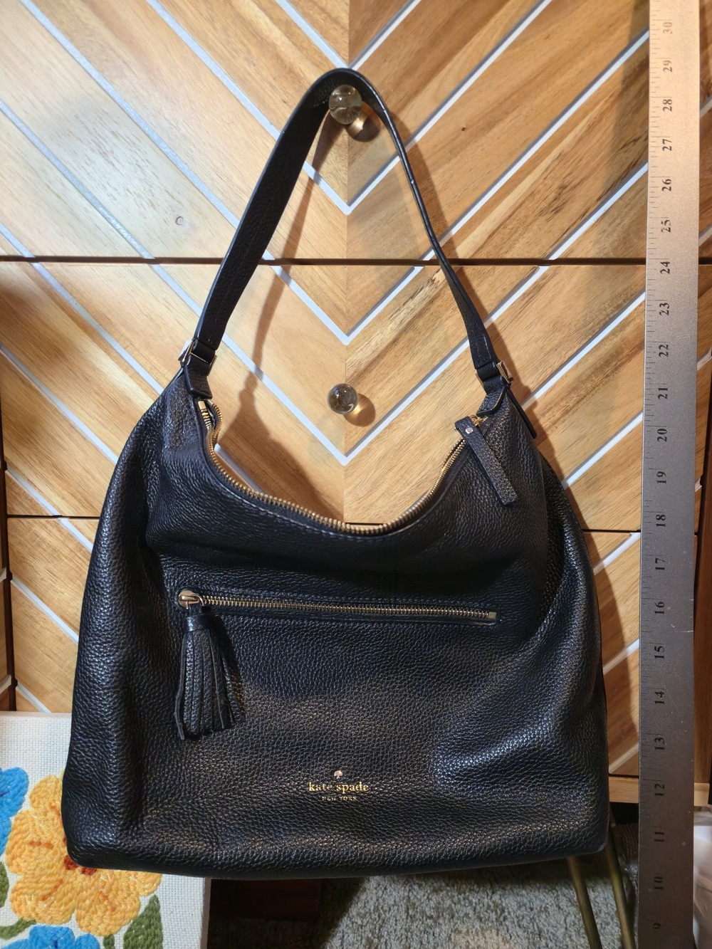 Kate Spade Black Leather Hobo Bag